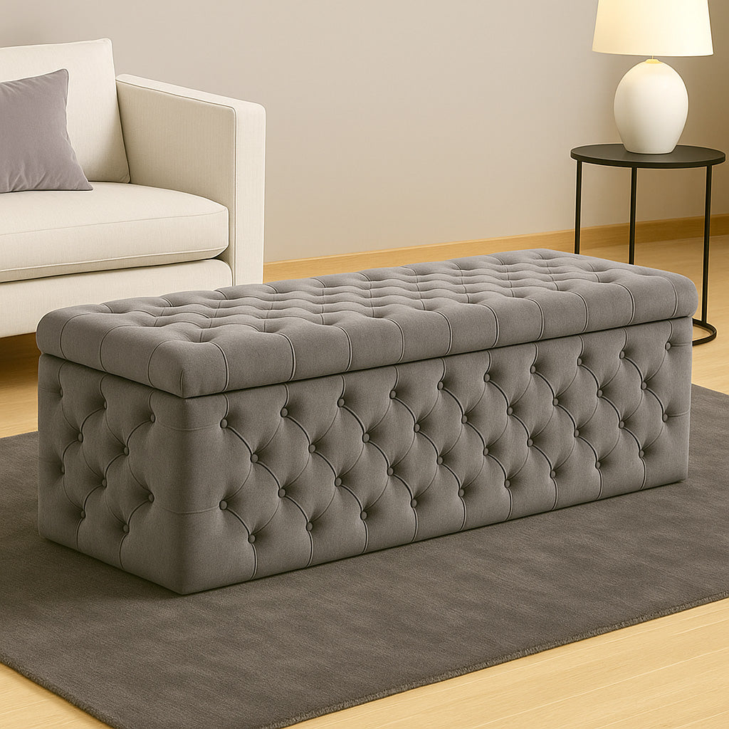 Lux Full Upholstered Velvet Storage Ottoman Box