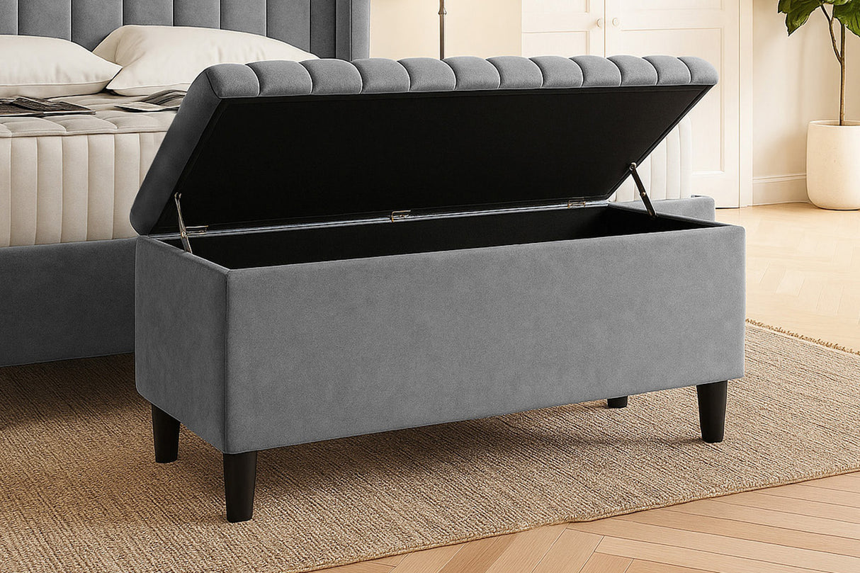 Safari Lined Upholstered Ottoman with Legs