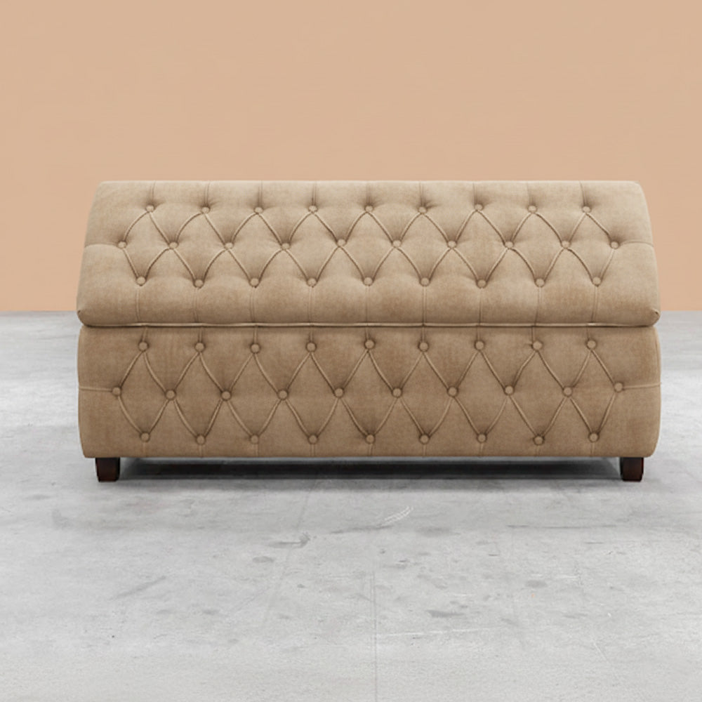 Riga Chesterfield Upholstered Ottoman Storage Box with Wooden Legs in Plush Velvet Fabric