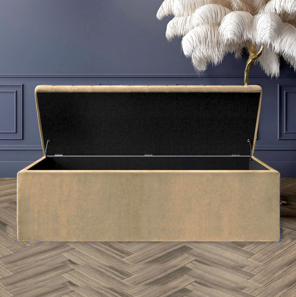 Large Safar Ottoman Storage Box - Plush Velvet Upholstered Blanket Box