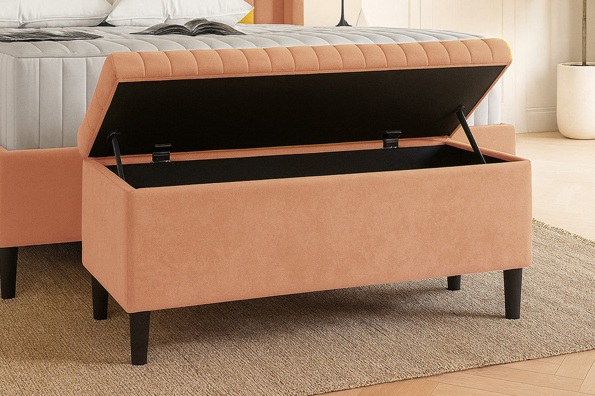 Safari Lined Upholstered Ottoman with Legs