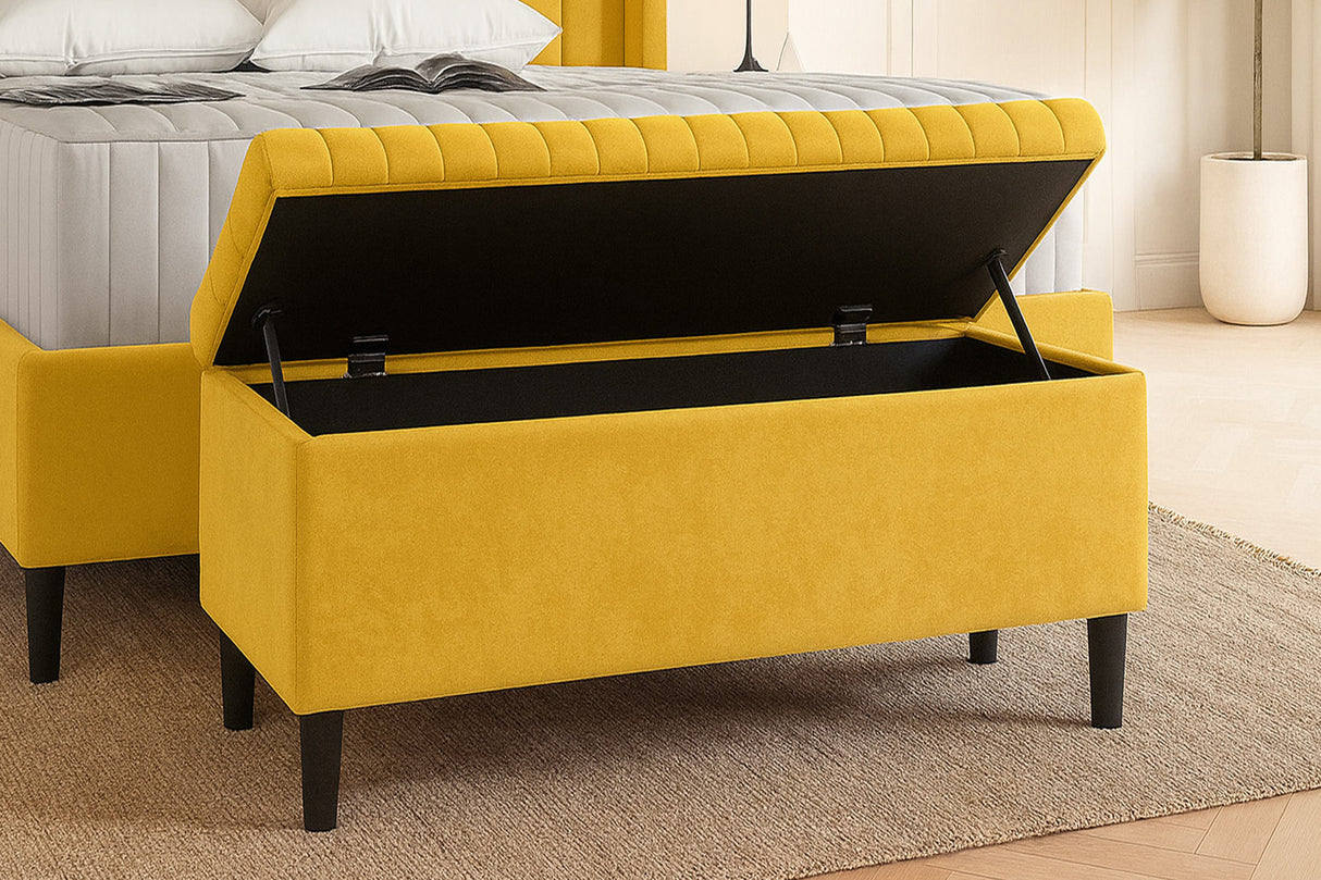 Safari Lined Upholstered Ottoman Bench with Storage