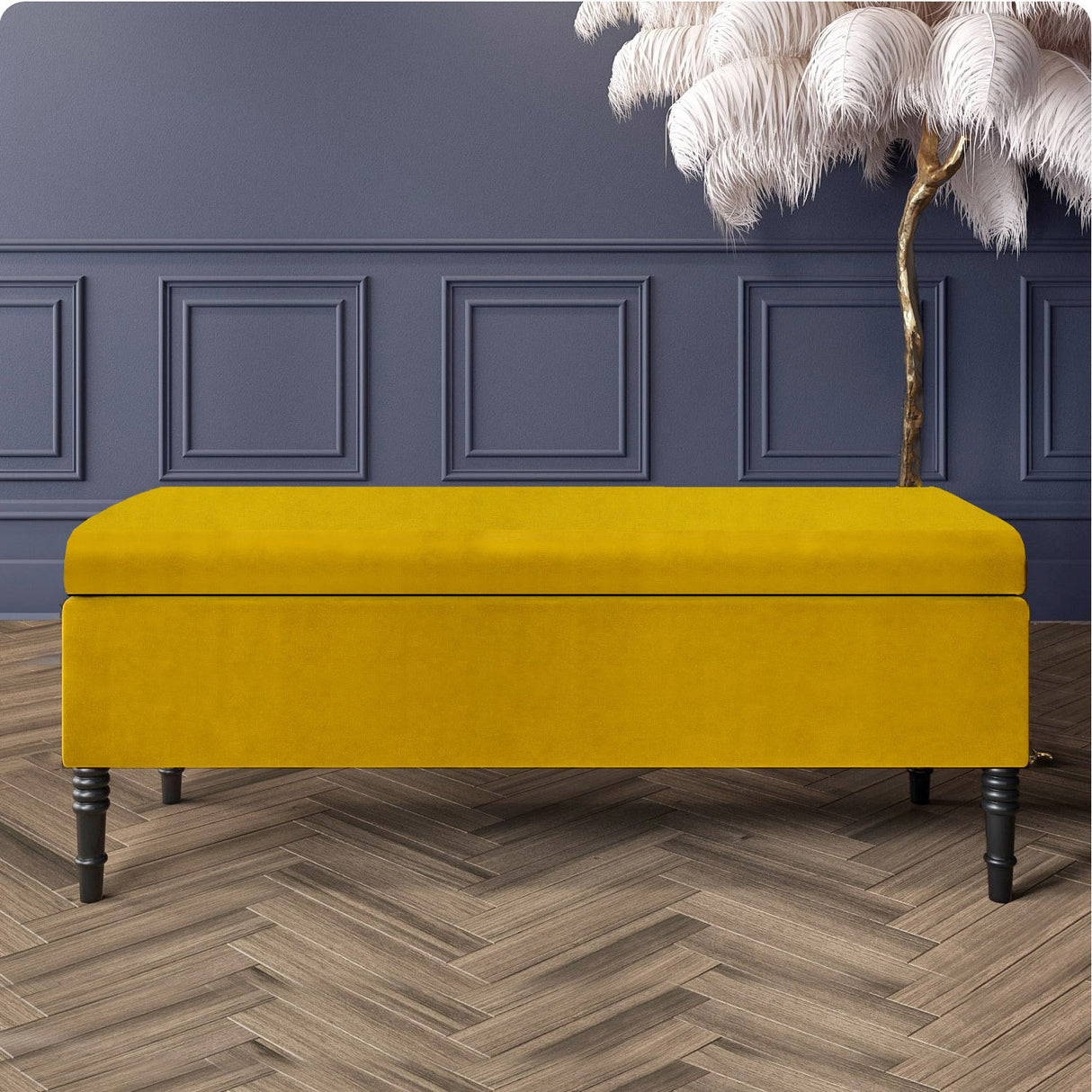 Paris Velvet Ottoman Storage Bench with Plain Lid