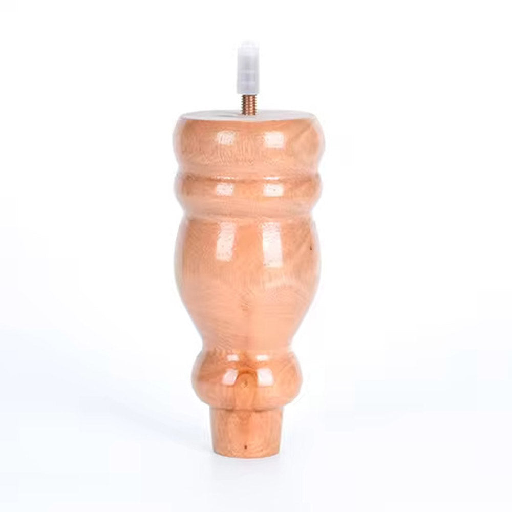 4 x Natural Wooden Legs, Turned Wooden Legs for Furniture, Sofa Legs
