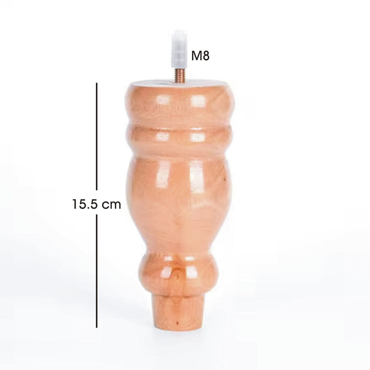 4 x Natural Wooden Legs, Turned Wooden Legs for Furniture, Sofa Legs