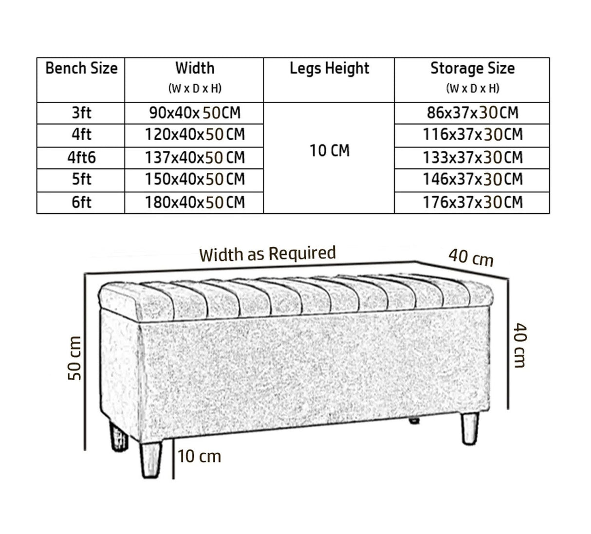 Safari Lined Upholstered Ottoman Bench with Storage