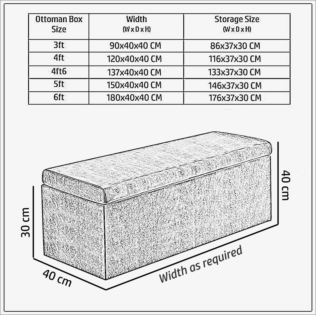 Safar Large Velvet Ottoman Storage Box with Plain Lid