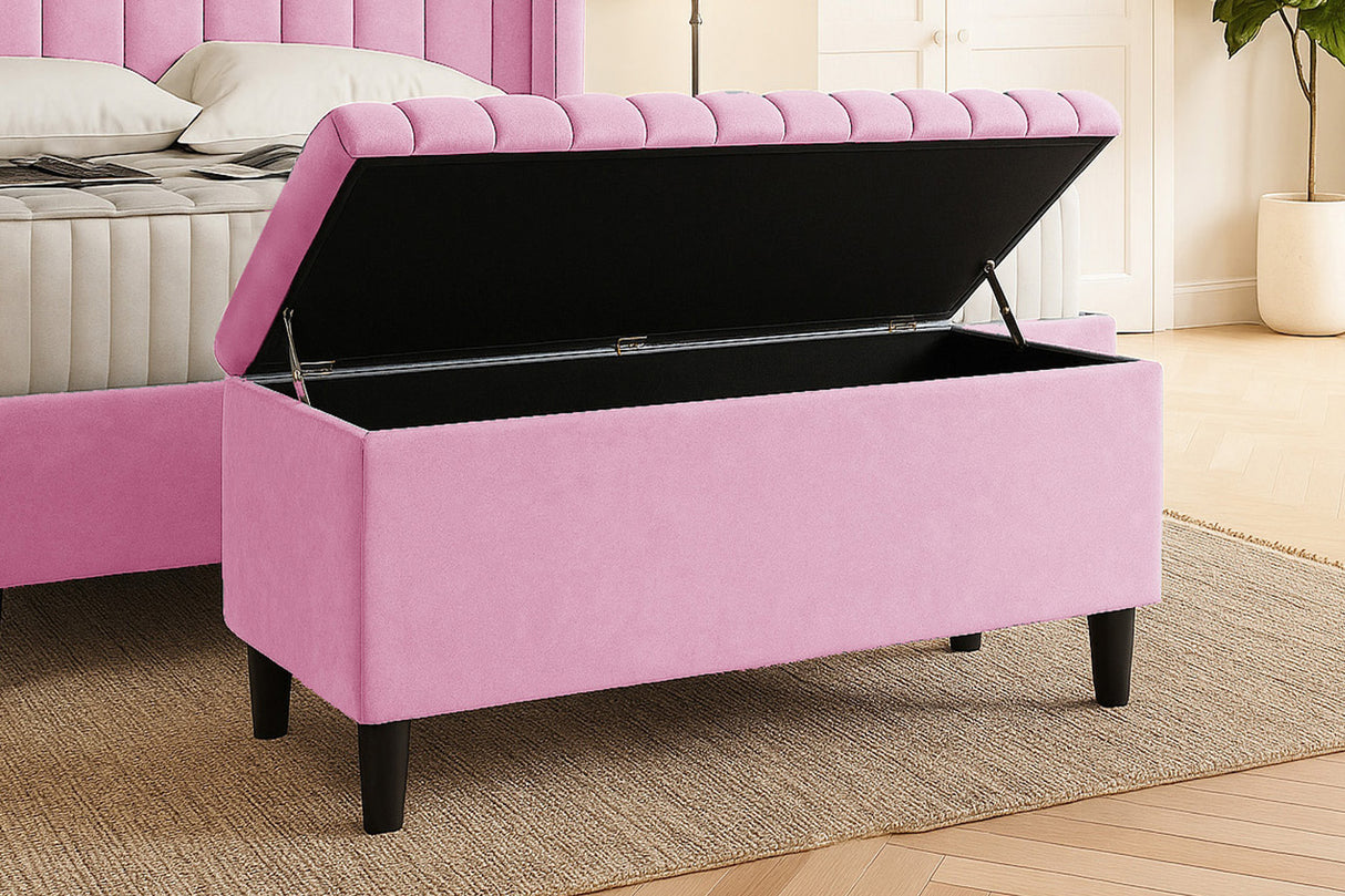 Safari Lined Upholstered Ottoman with Legs