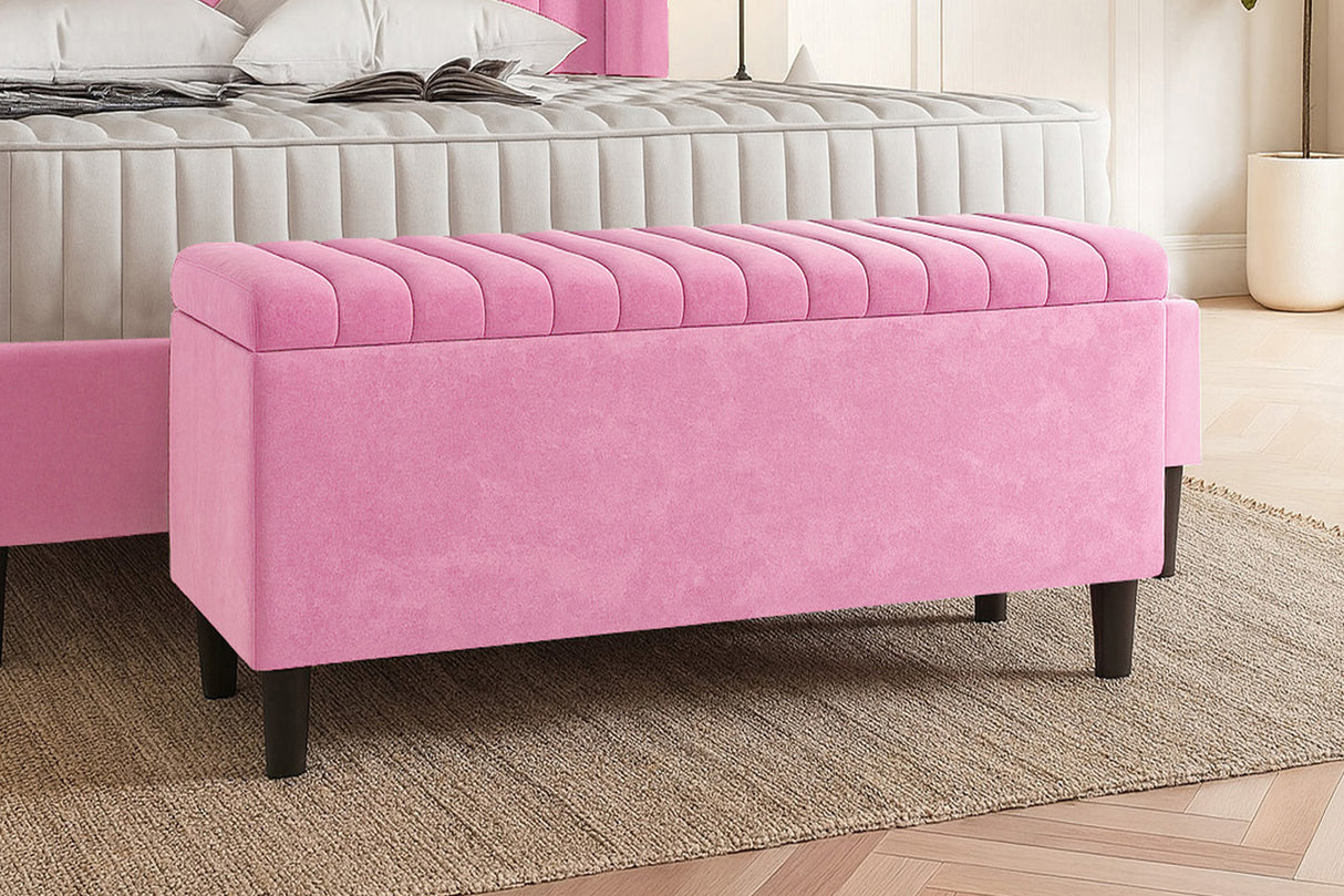 Safari Lined Upholstered Ottoman with Legs