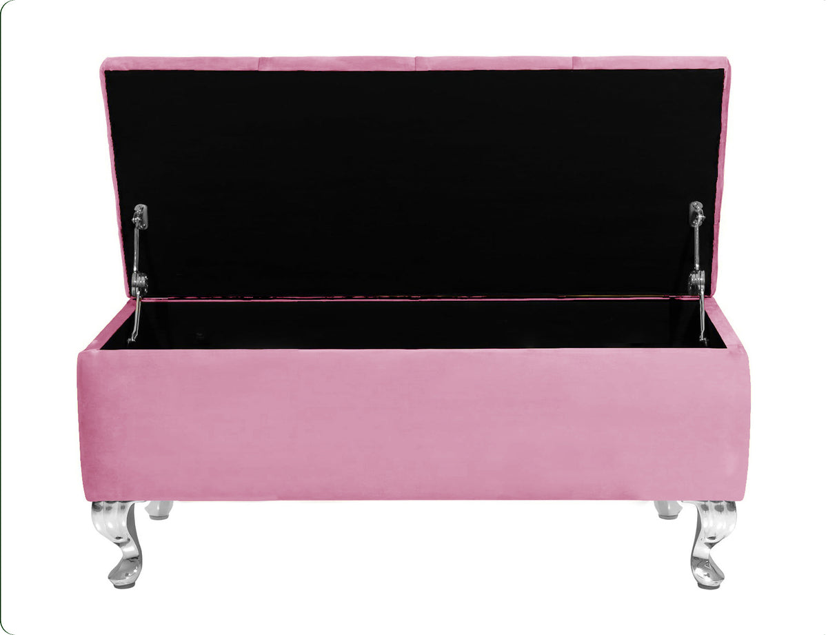 Londona Velvet Storage Bench with Legs