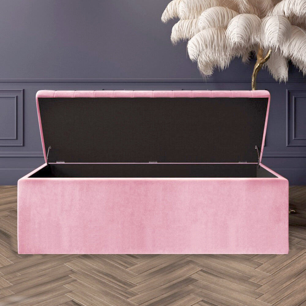 Large Safar Ottoman Storage Box - Plush Velvet Upholstered Blanket Box