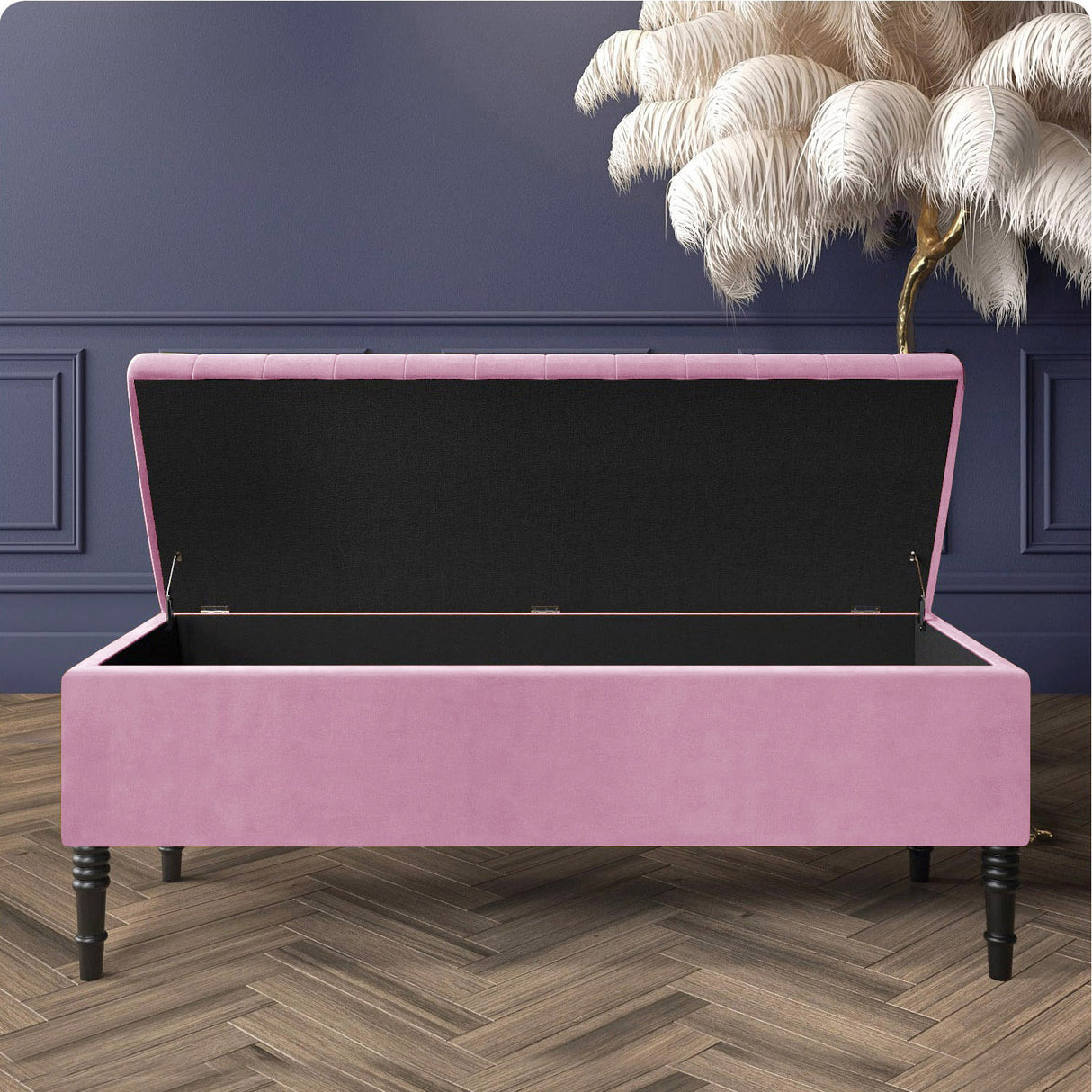 Paris Striped Ottoman Bench with storage