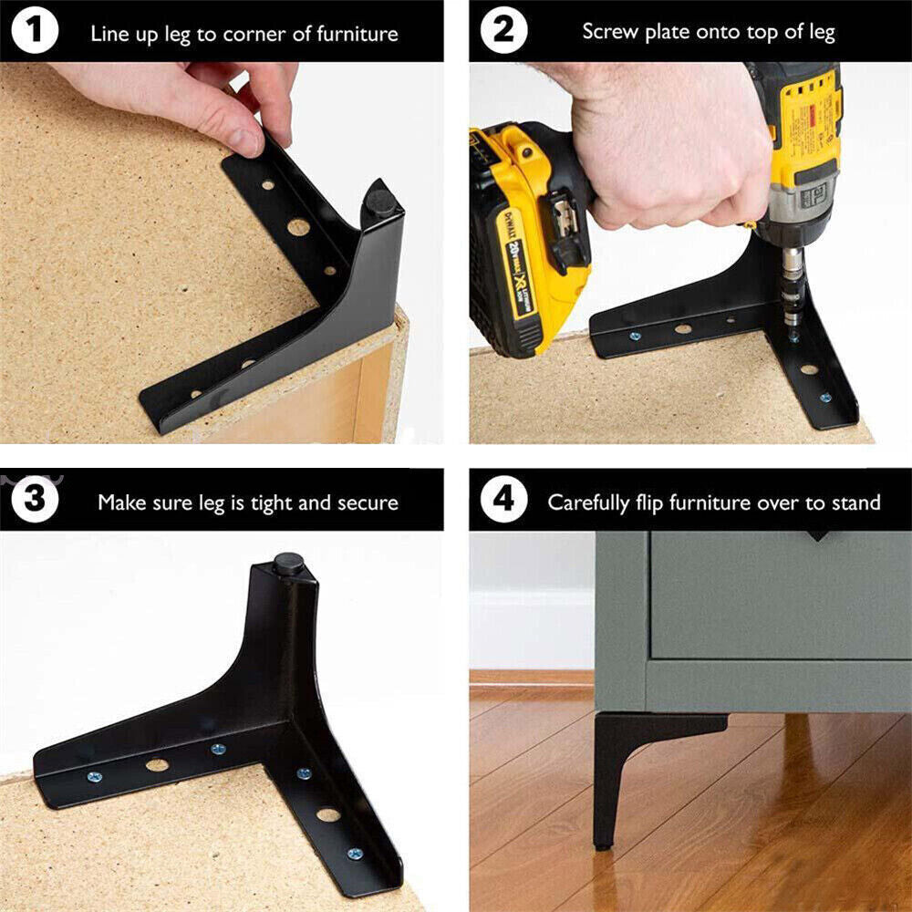 4 x Triangle Legs, Metal Corner Legs for Sofa, Replacement Furniture Feet