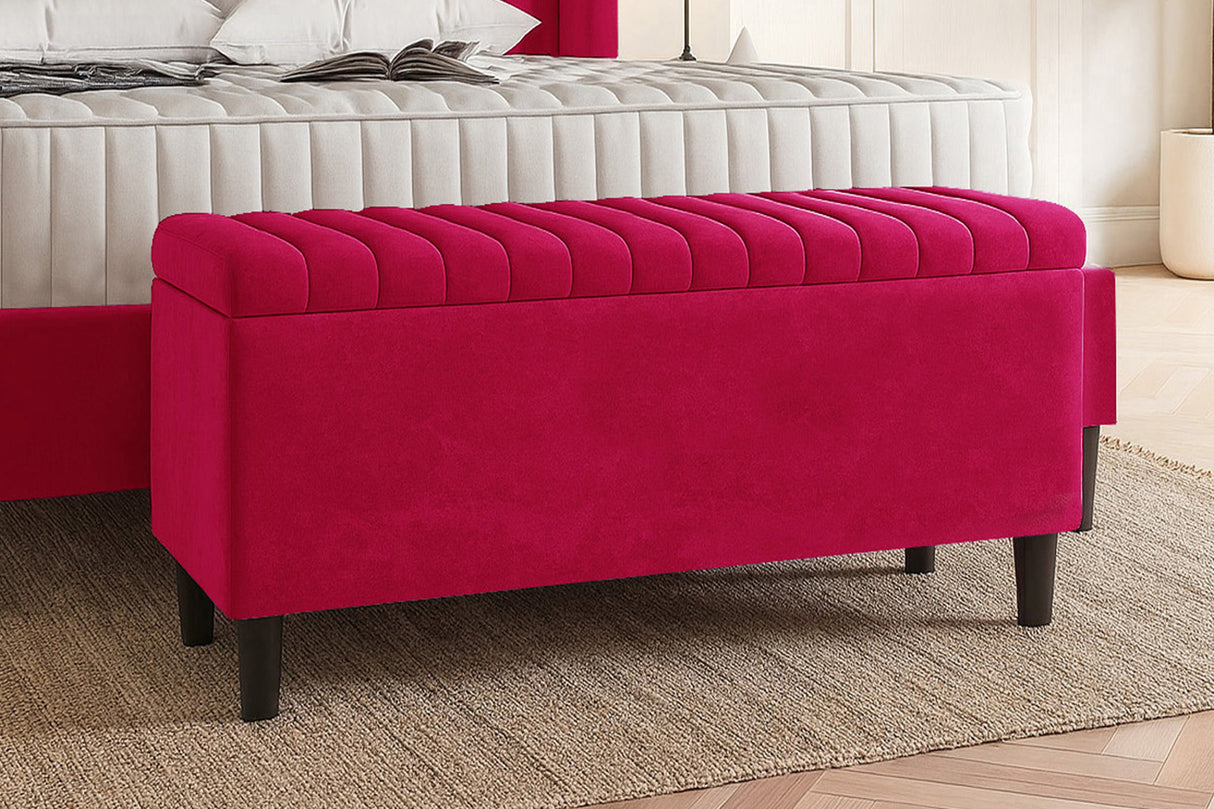 Safari Lined Upholstered Ottoman Bench with Storage