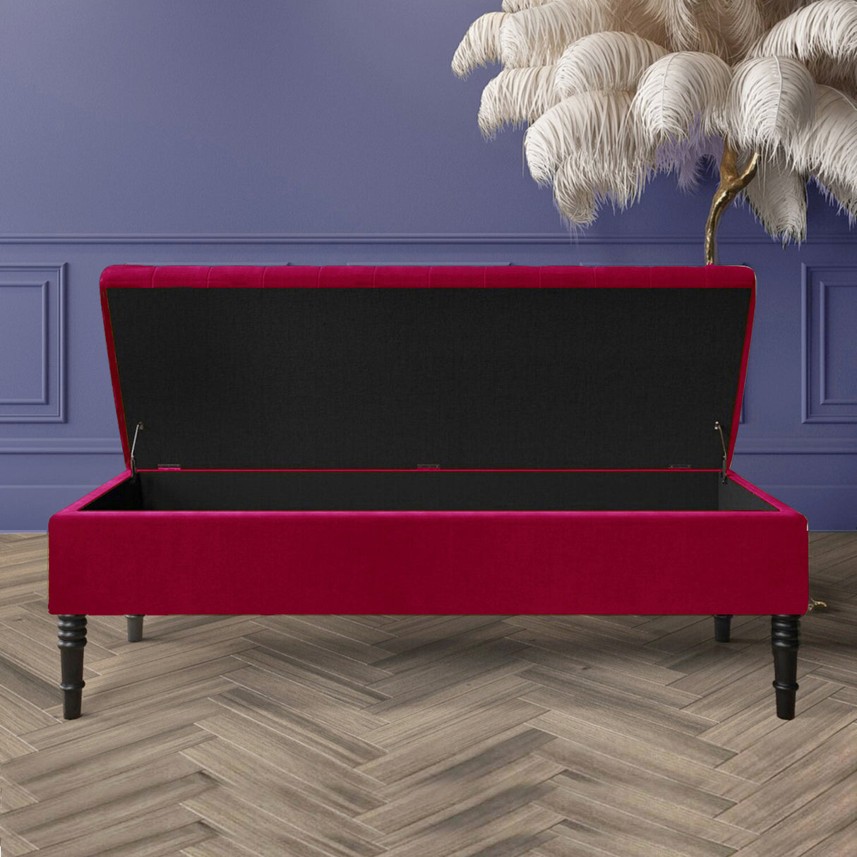 Safar Striped Ottoman Bench with Legs, Shoe Storage Bench