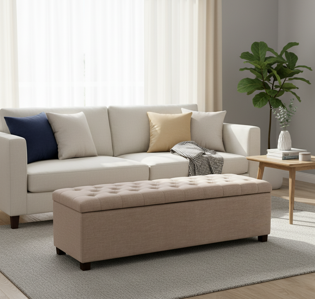 Linoso Chesterfield Ottoman Storage Box with Legs