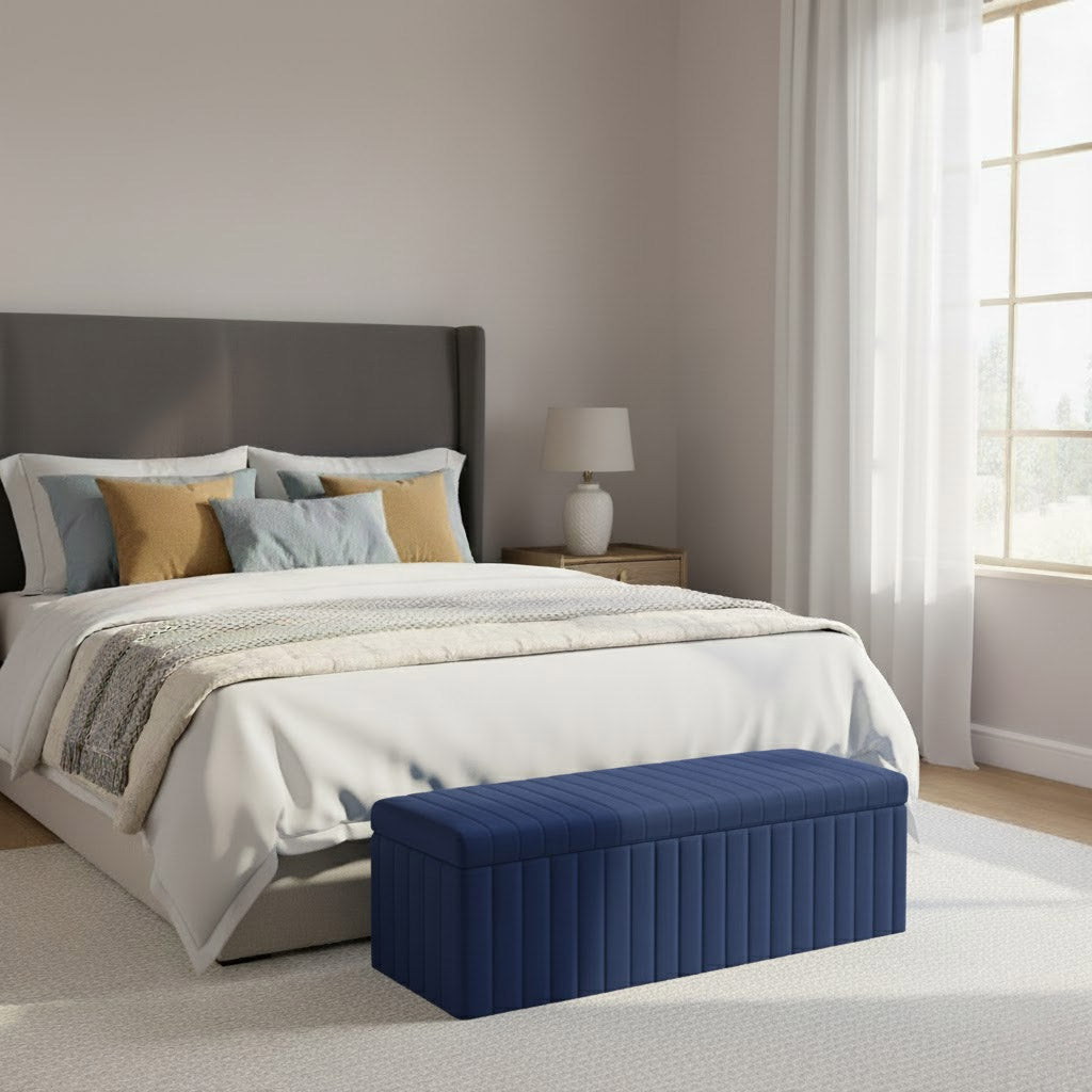 Safar Full Striped Upholstered Ottoman Box