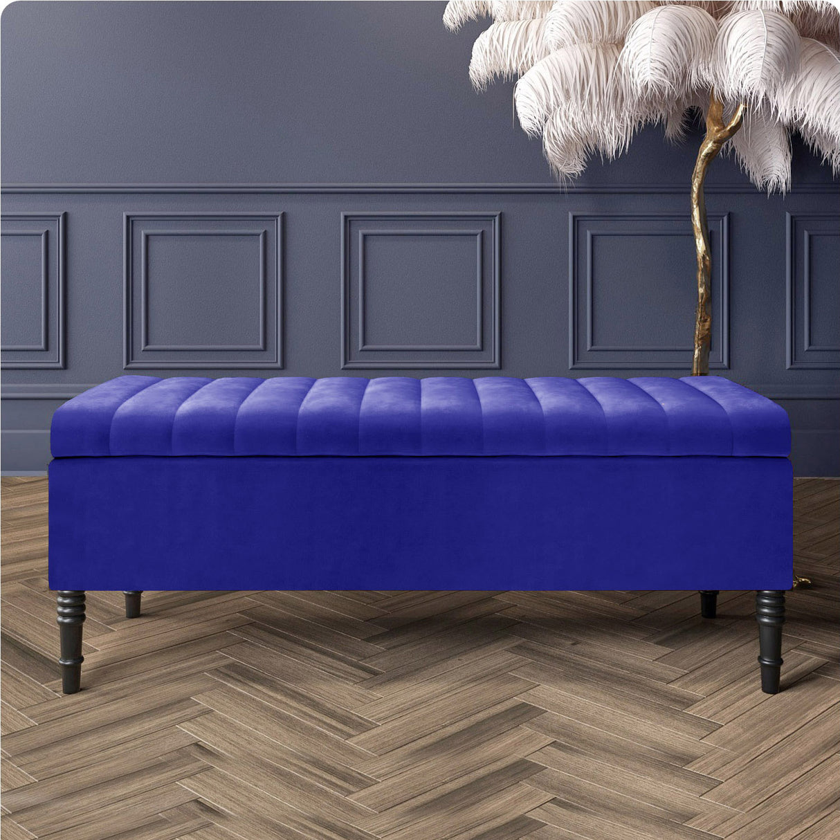 Paris Striped Ottoman Bench with storage