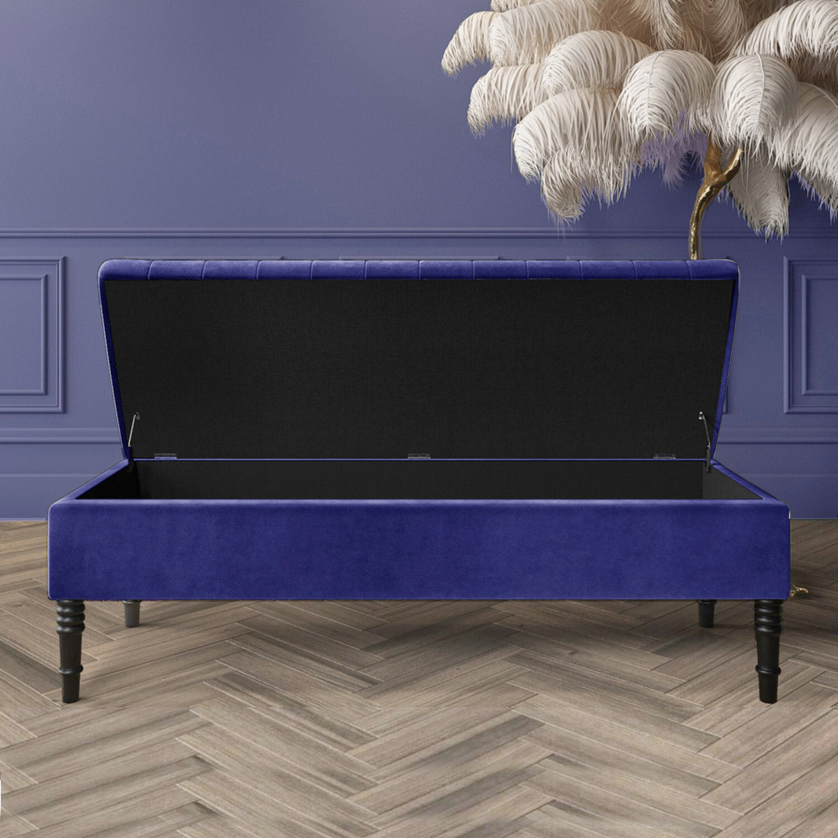 Safar Striped Ottoman Bench with Legs, Shoe Storage Bench