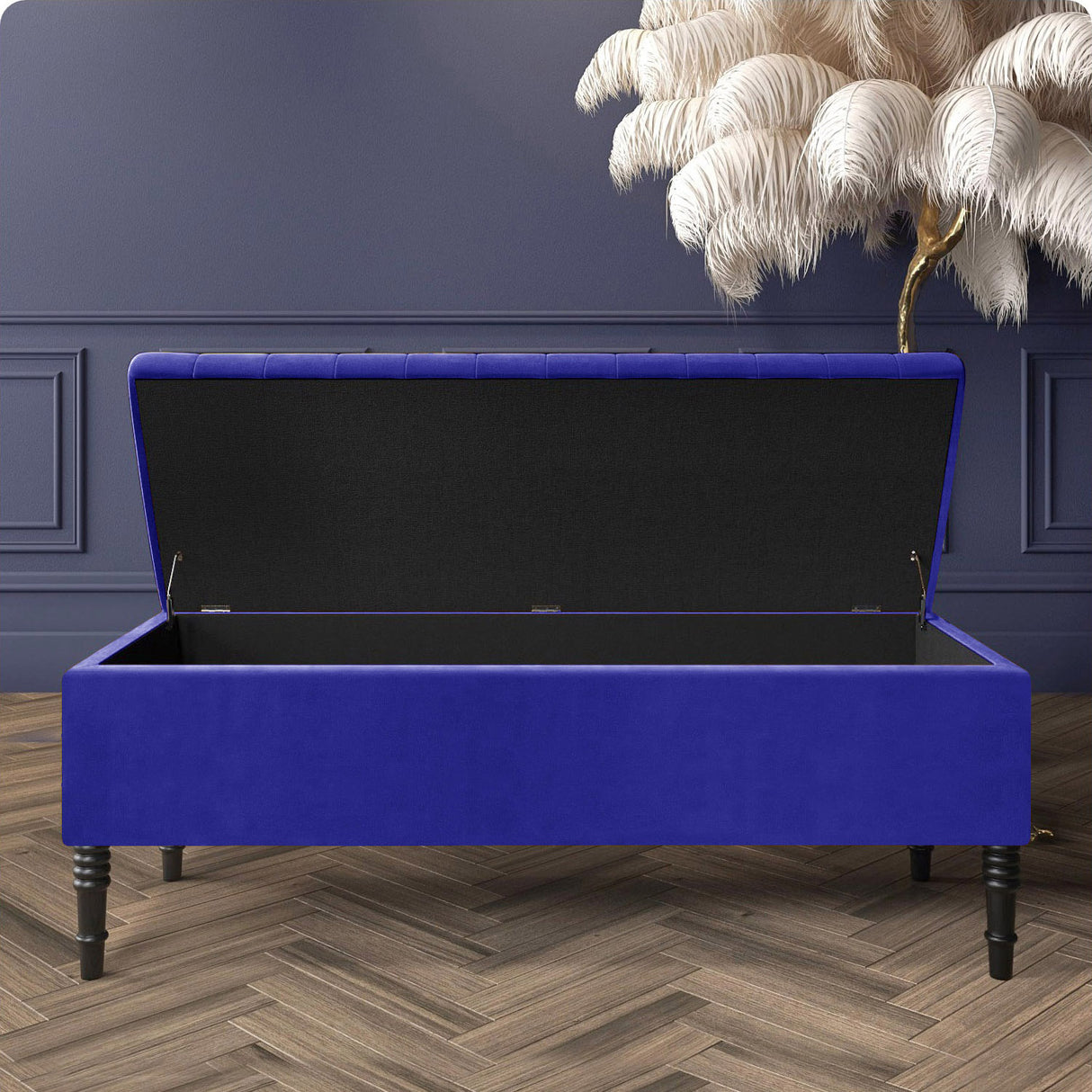 Paris Striped Ottoman Bench with storage