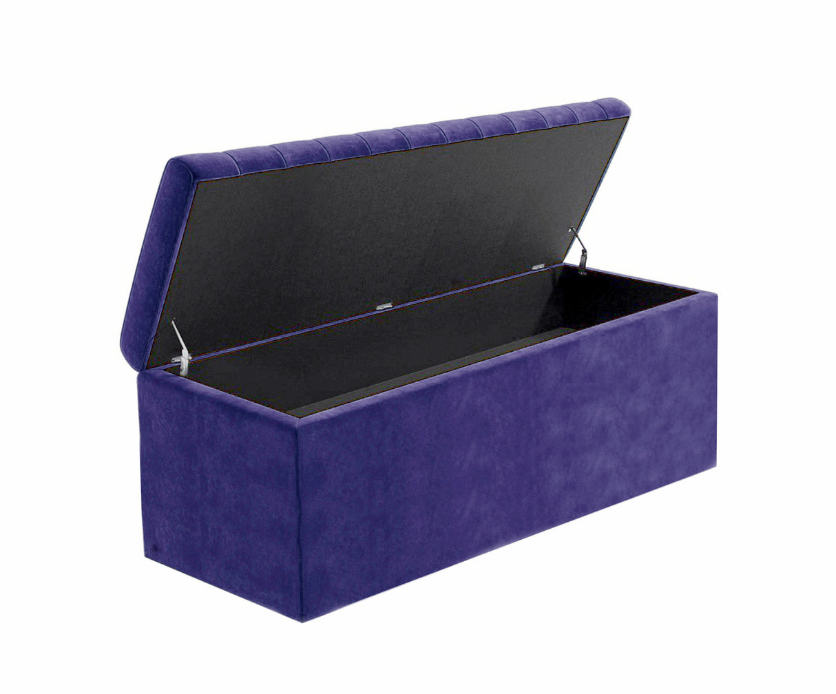 Safar Large Velvet Ottoman Storage Box with Plain Lid