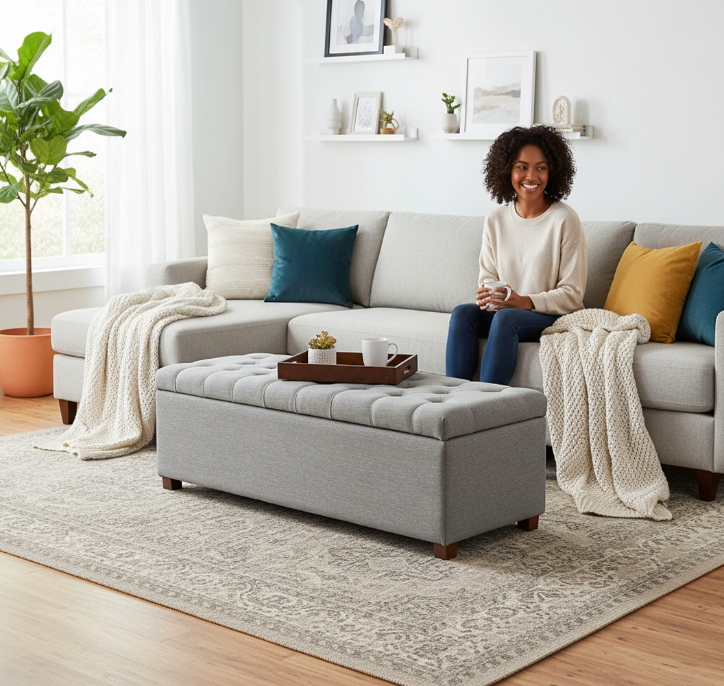 Linoso Ottoman Storage Box with Legs