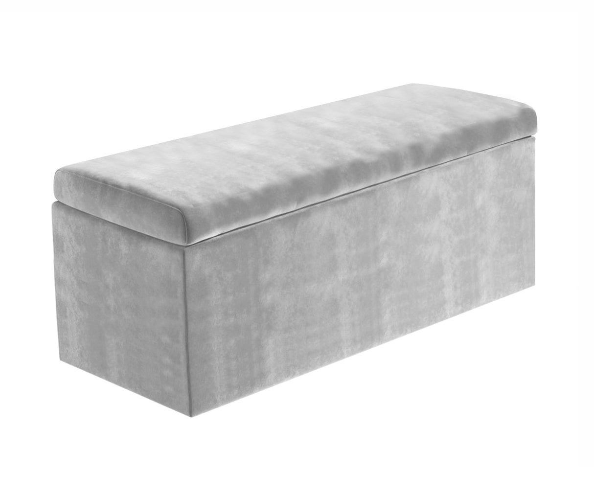 Safar Large Velvet Ottoman Storage Box with Plain Lid