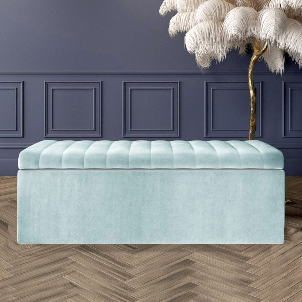 Large Safar Ottoman Storage Box - Plush Velvet Upholstered Blanket Box