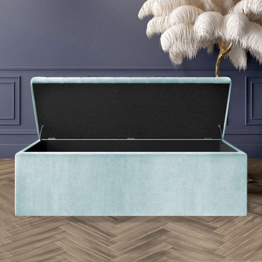 Large Safar Ottoman Storage Box - Plush Velvet Upholstered Blanket Box