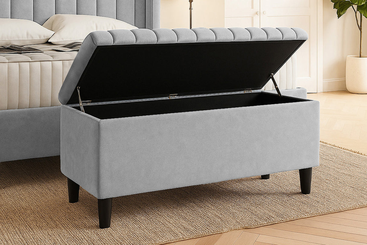 Safari Lined Upholstered Ottoman Bench with Storage