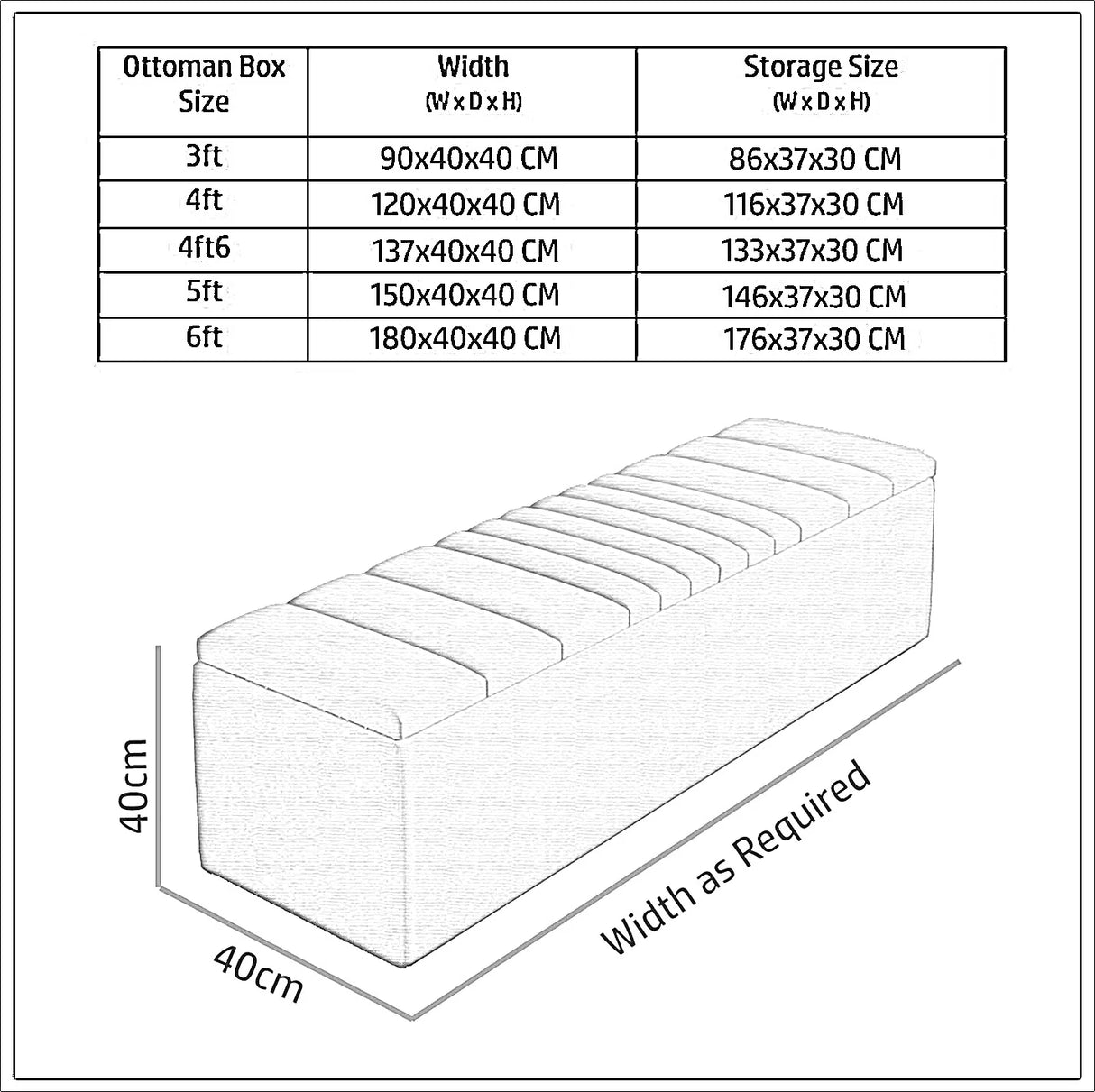 Windsor Naples Striped Ottoman Storage Box