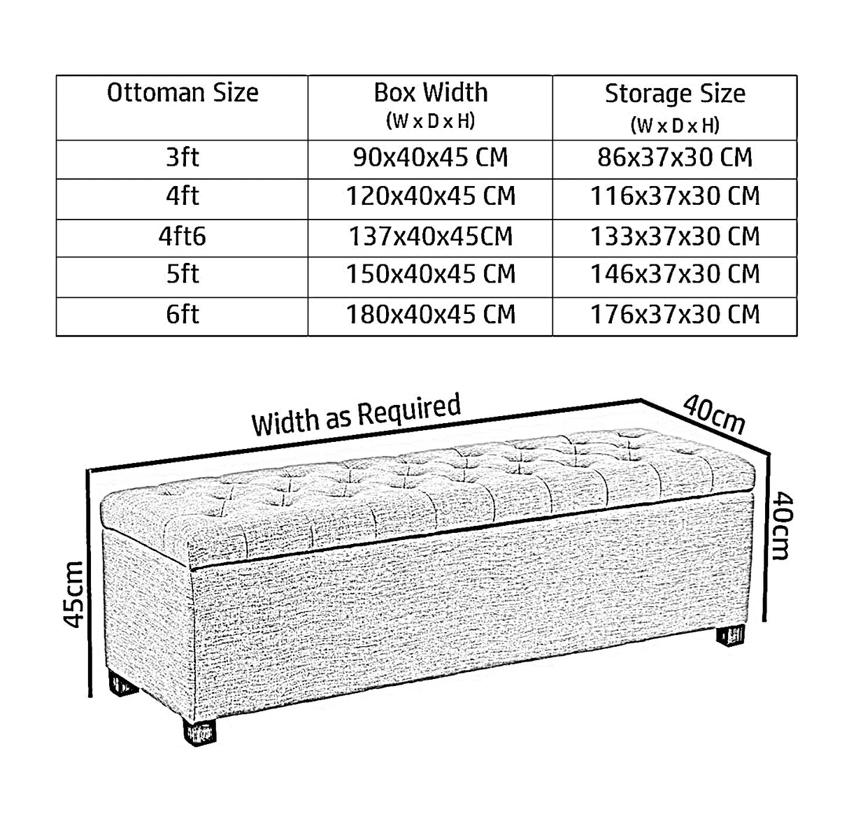 Linoso Ottoman Storage Box with Legs