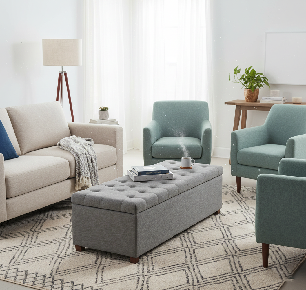 Linoso Chesterfield Ottoman Storage Box with Legs