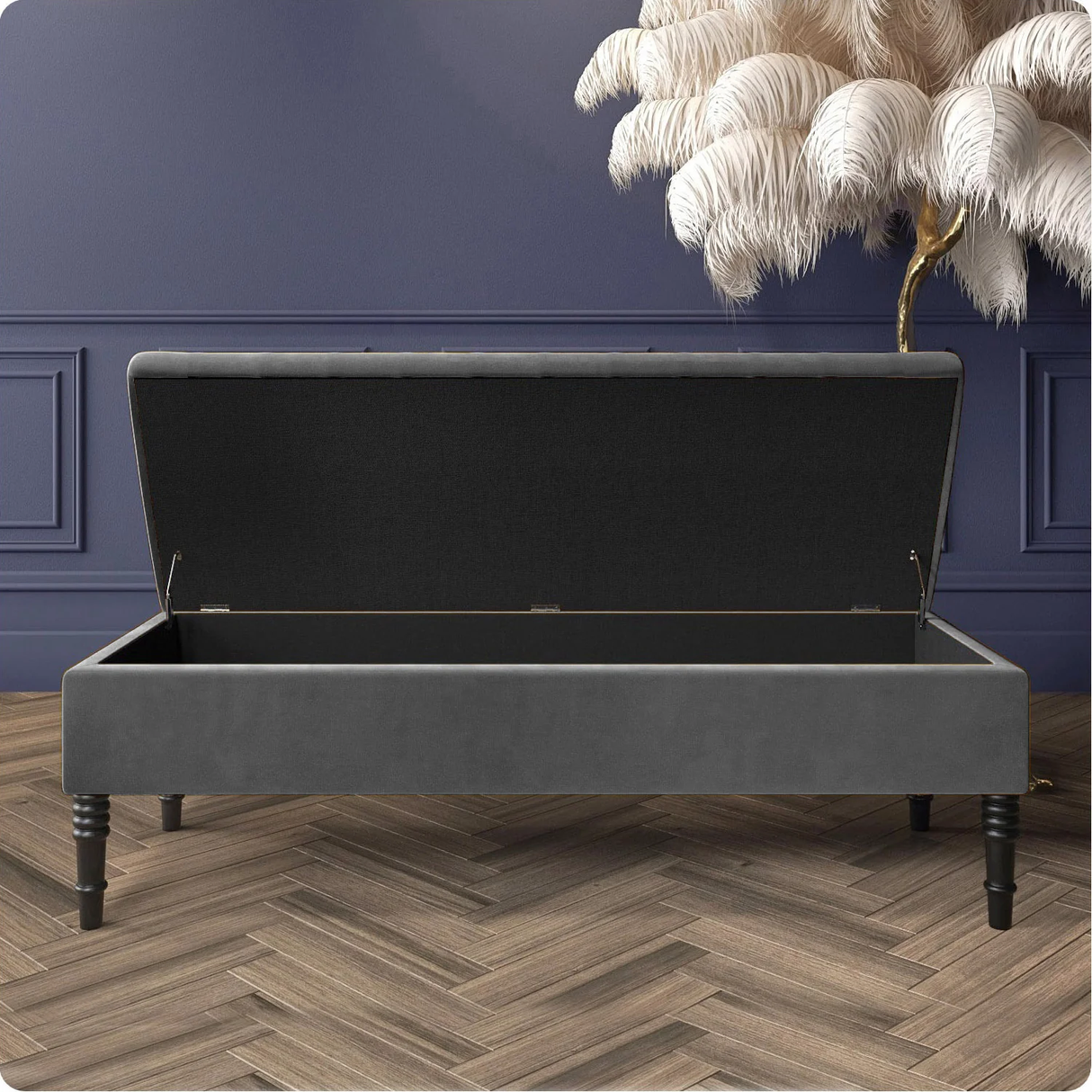 Safar Plain Upholstered Shoe Storage Bench with Legs