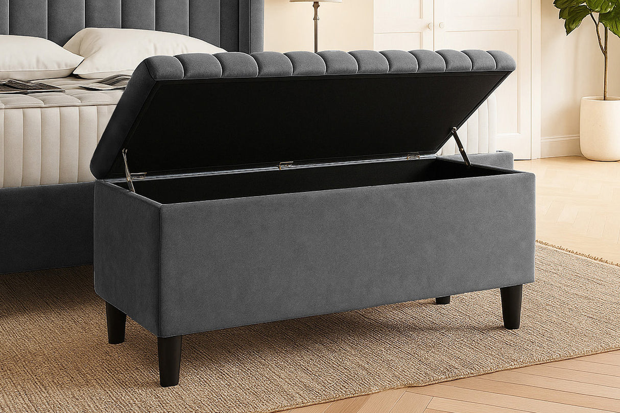 Safari Lined Upholstered Ottoman Bench with Storage
