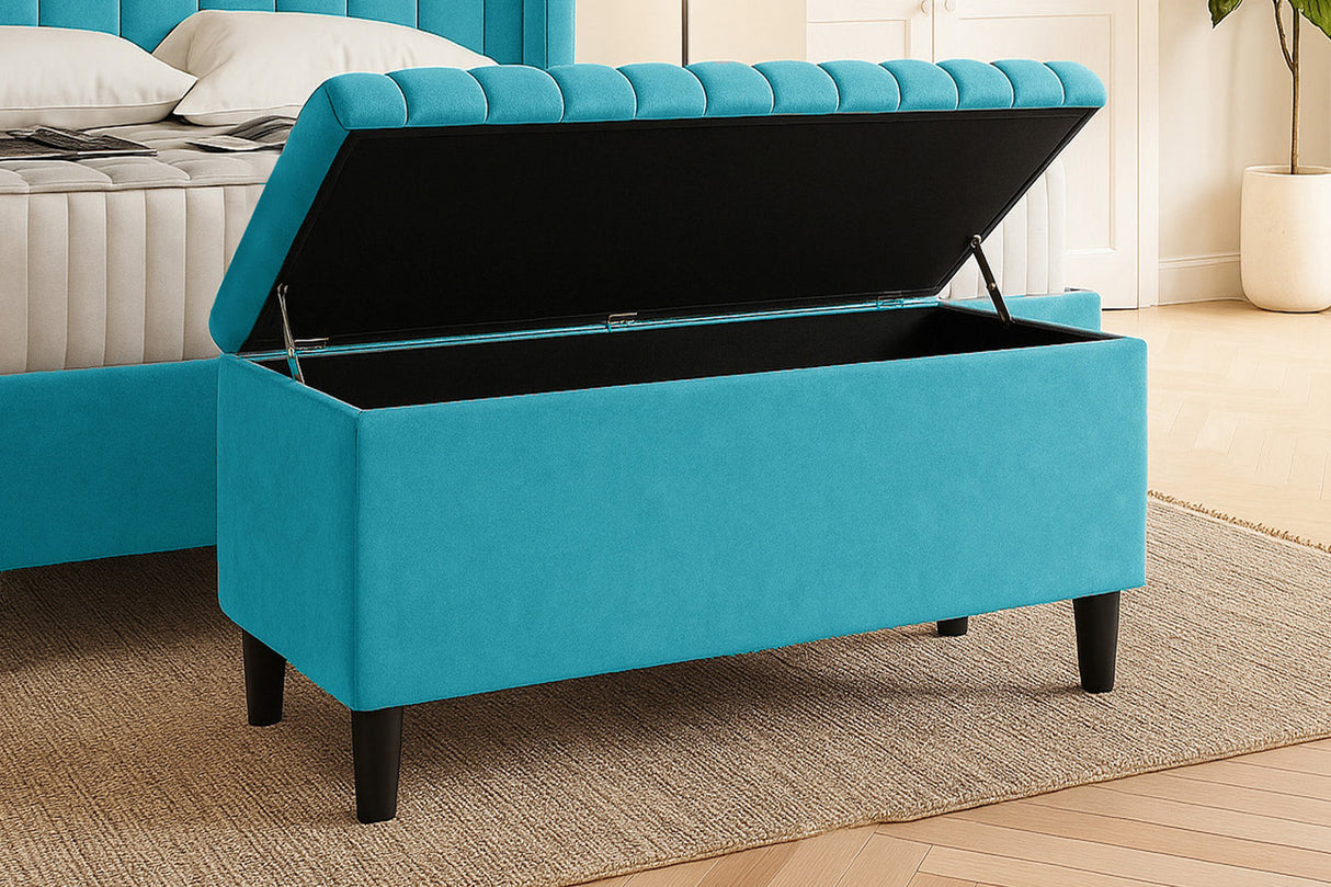 Safari Lined Upholstered Ottoman with Legs