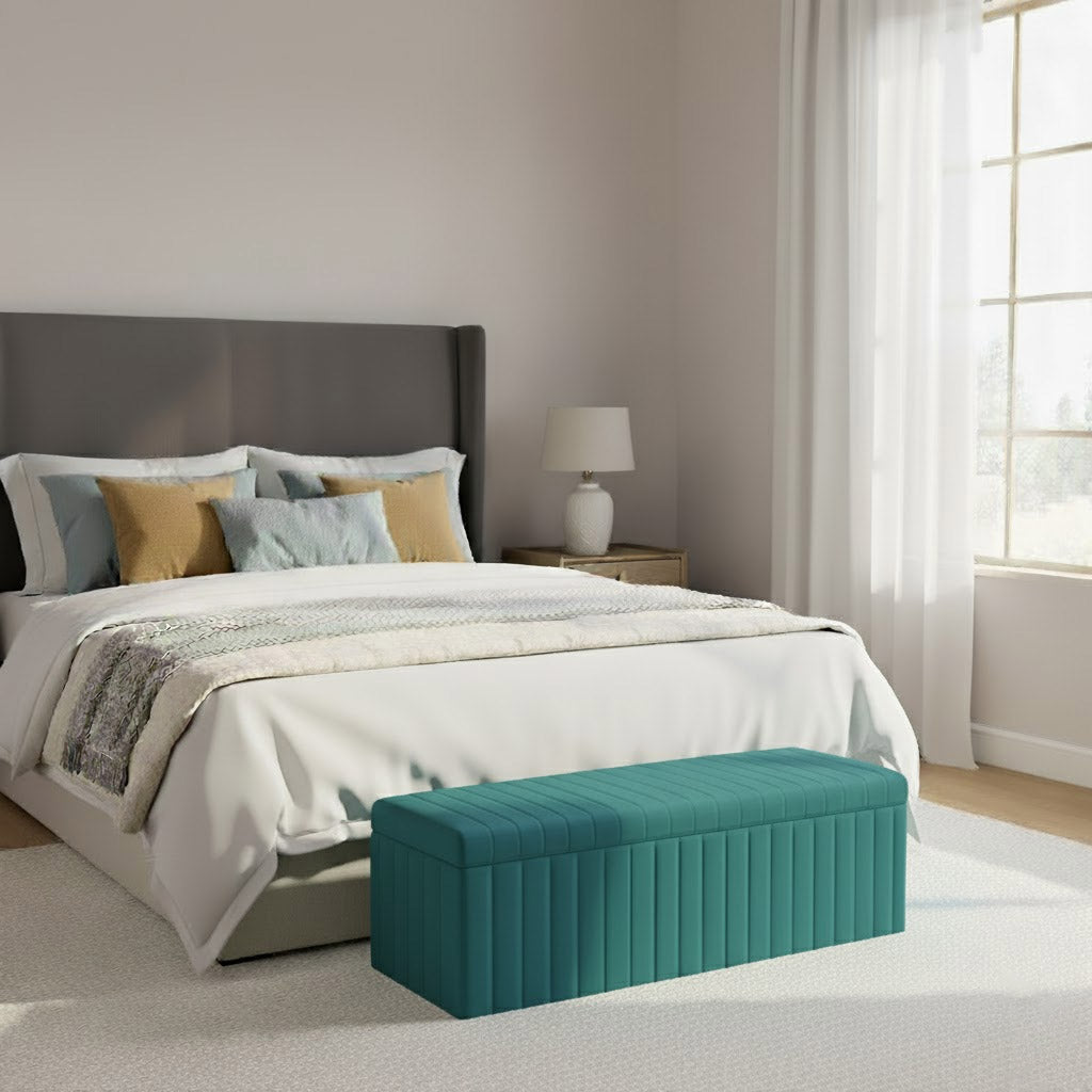 Safar Full Striped Upholstered Ottoman Box