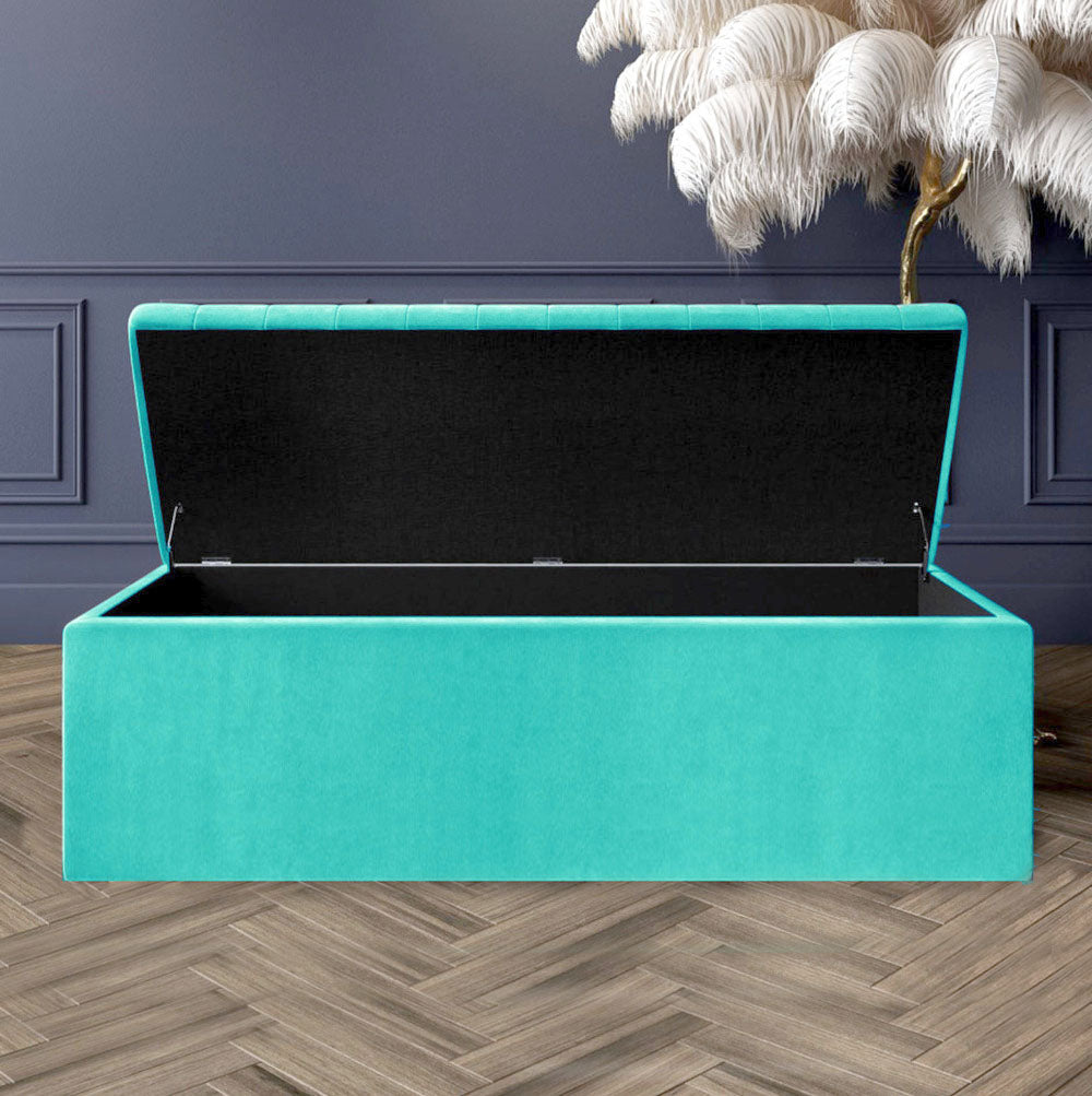 Large Safar Ottoman Storage Box - Plush Velvet Upholstered Blanket Box