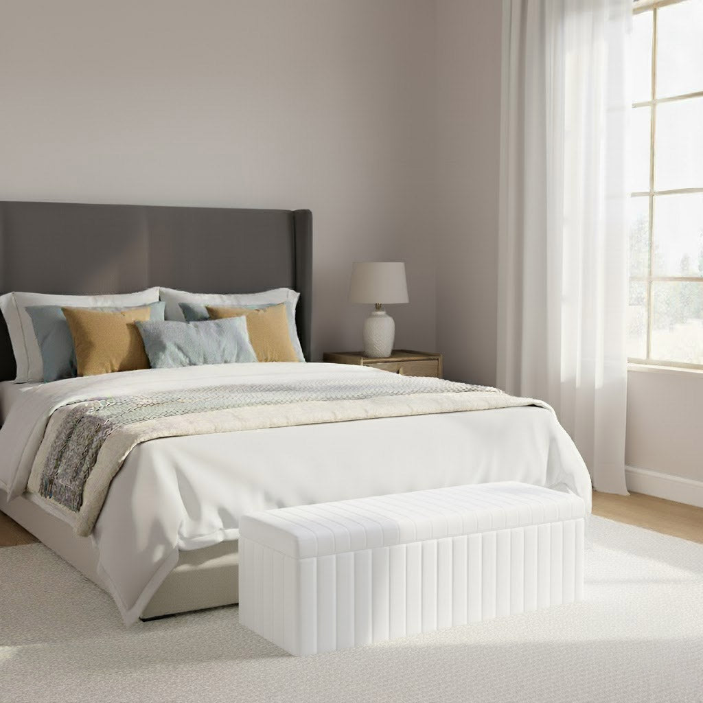 Safar Full Striped Upholstered Ottoman Box