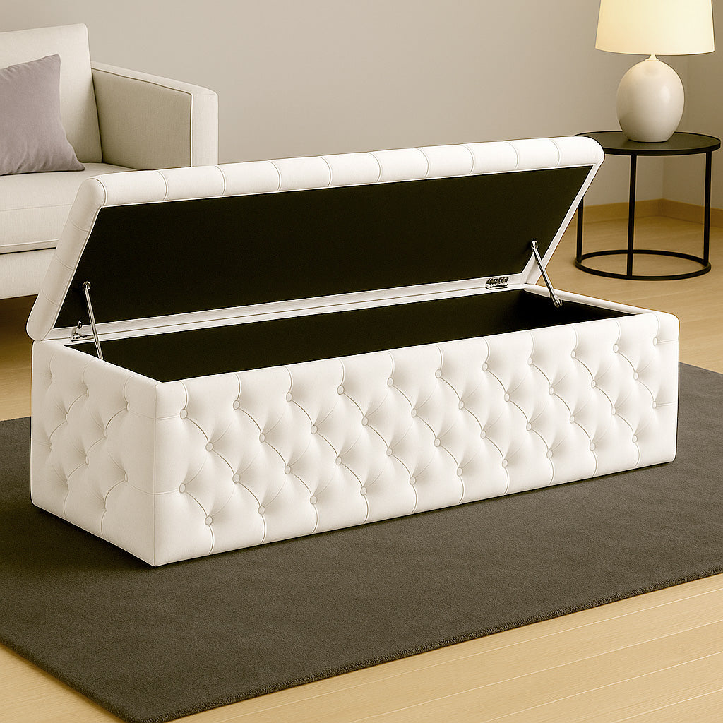 Lux Full Upholstered Velvet Storage Ottoman Box