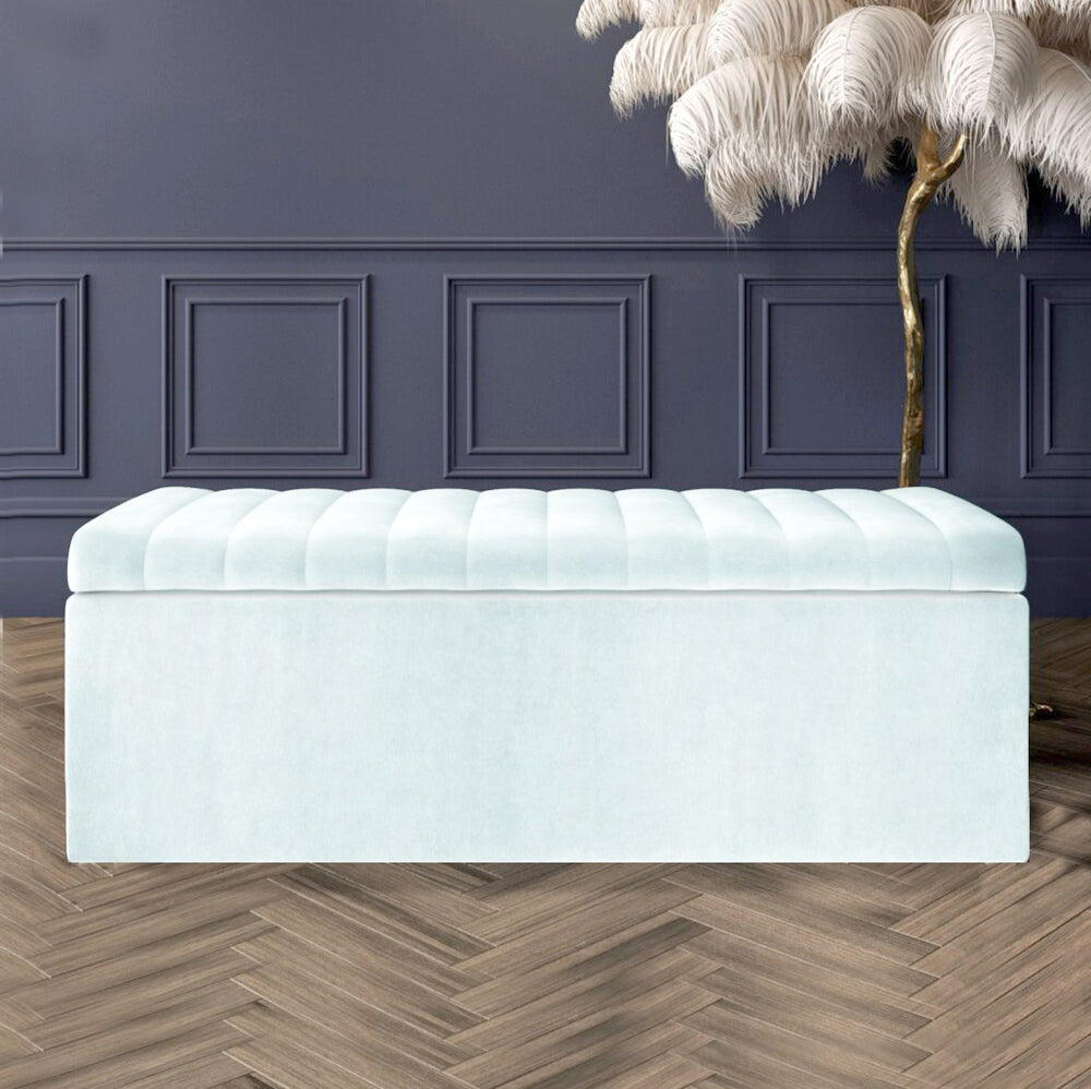 Large Safar Ottoman Storage Box - Plush Velvet Upholstered Blanket Box