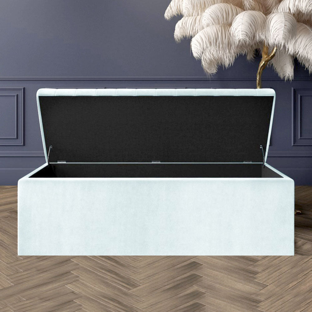 Large Safar Ottoman Storage Box - Plush Velvet Upholstered Blanket Box