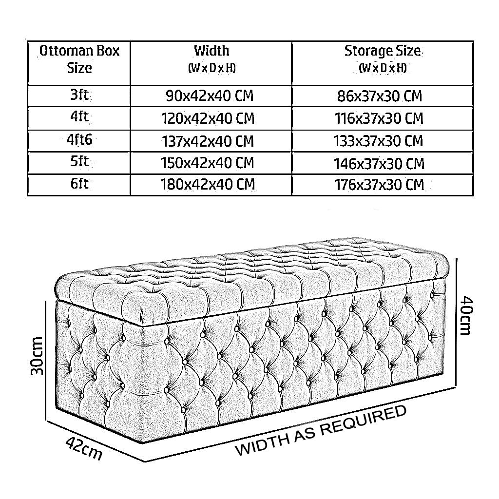 Lux Full Upholstered Velvet Storage Ottoman Box