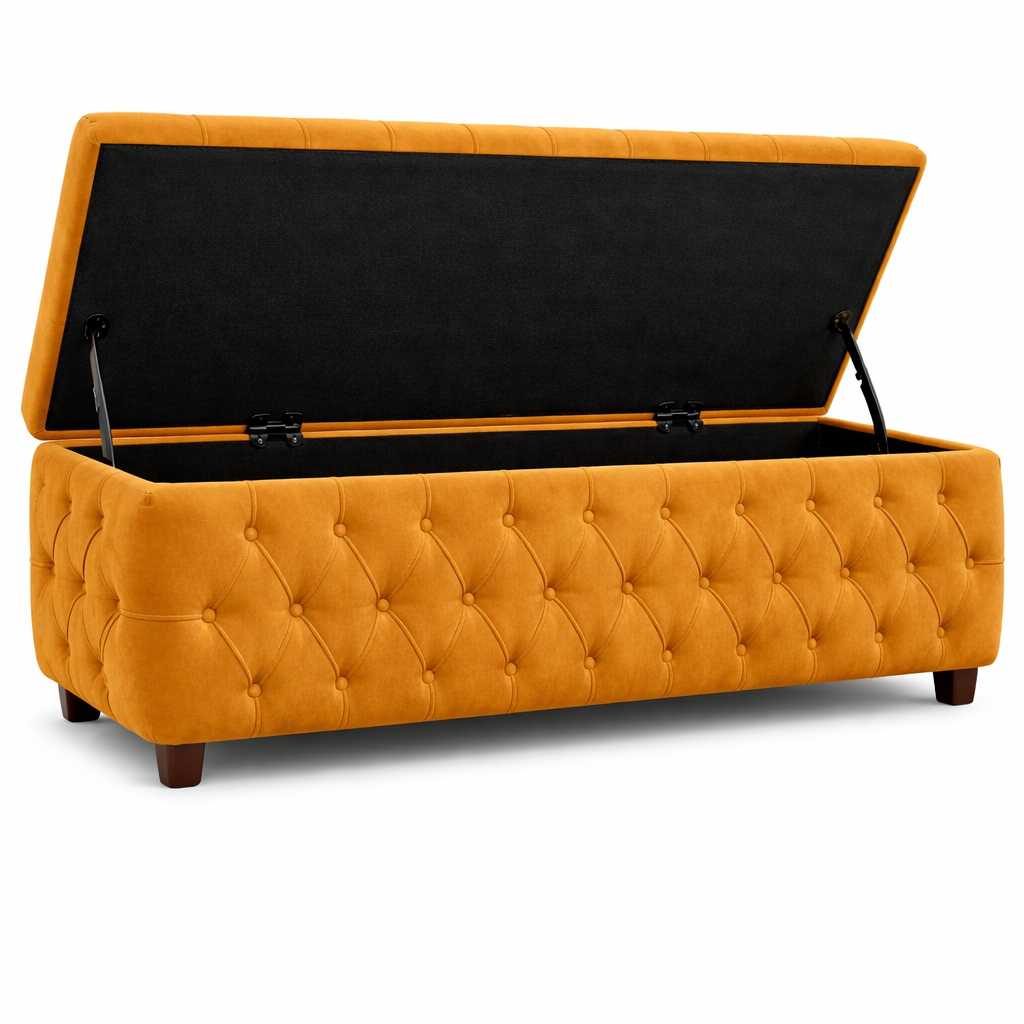 Riga Velvet Upholstered Storage Bench Box