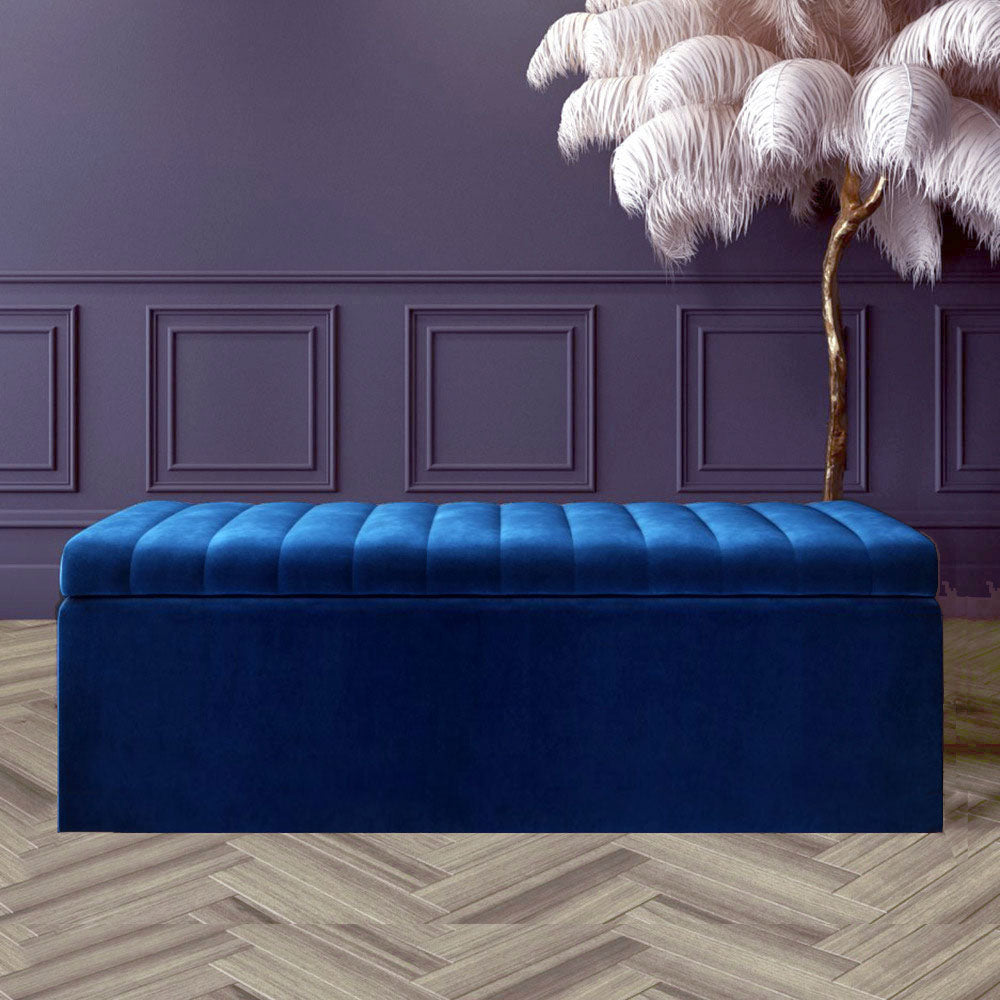 Large Safar Ottoman Storage Box - Plush Velvet Upholstered Blanket Box