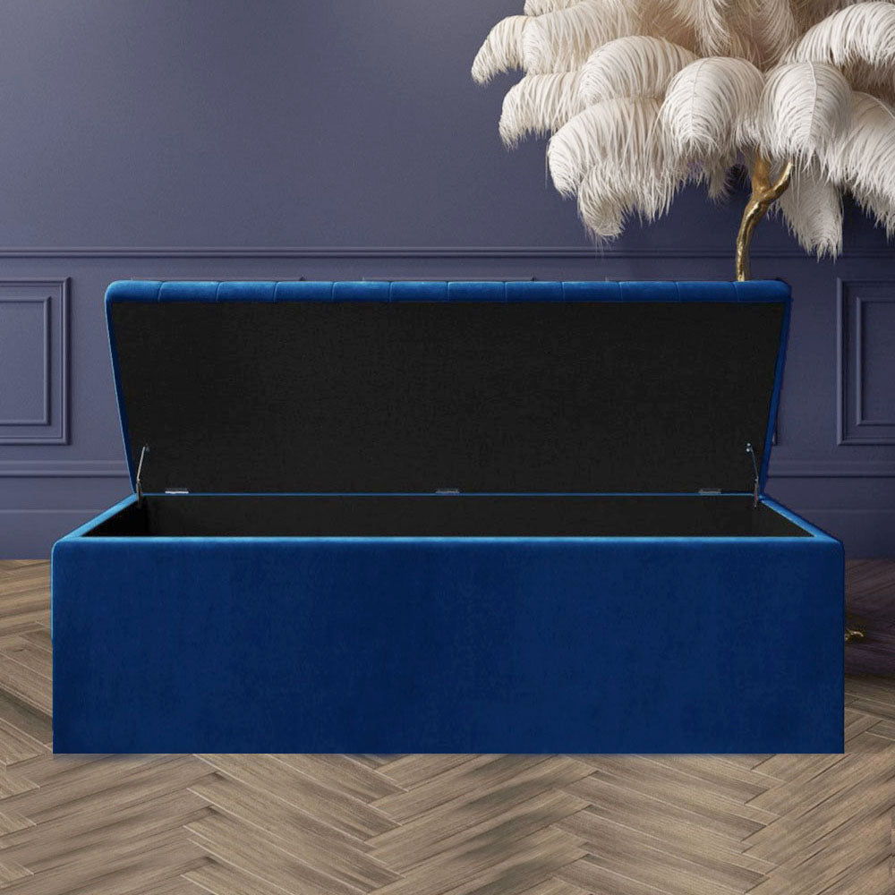 Large Safar Ottoman Storage Box - Plush Velvet Upholstered Blanket Box