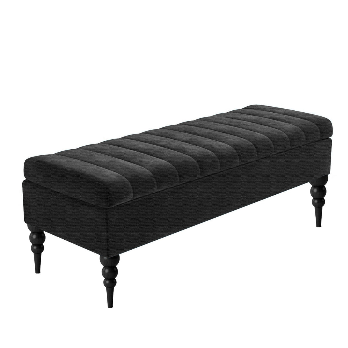 Safar Striped Upholstered Ottoman Storage Bench with Legs in Naples Fabric