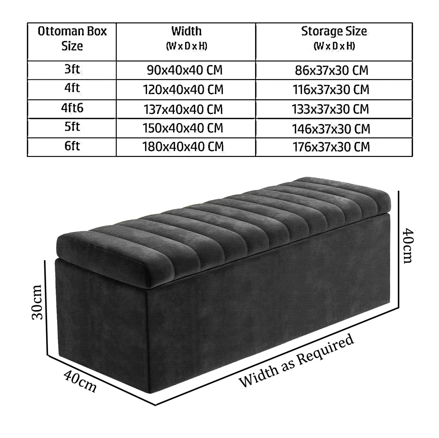 Large Safar Naples Storage Ottoman Box