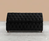 Riga Chesterfield Upholstered Ottoman Storage Box with Wooden Legs in Plush Velvet Fabric