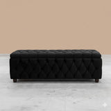 Riga Chesterfield Upholstered Ottoman Storage Box with Wooden Legs in Plush Velvet Fabric